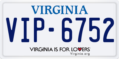 VA license plate VIP6752