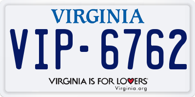 VA license plate VIP6762