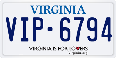 VA license plate VIP6794