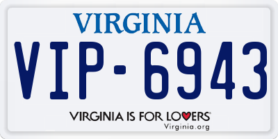 VA license plate VIP6943