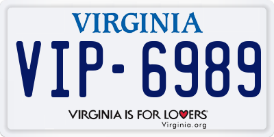 VA license plate VIP6989