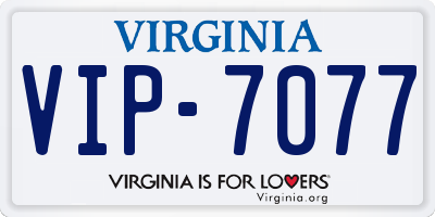 VA license plate VIP7077