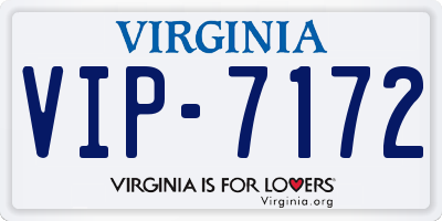 VA license plate VIP7172