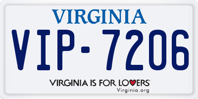 VA license plate VIP7206