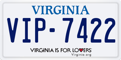 VA license plate VIP7422