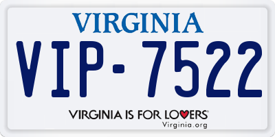 VA license plate VIP7522