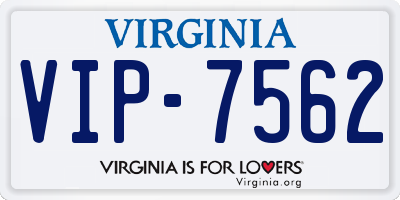 VA license plate VIP7562