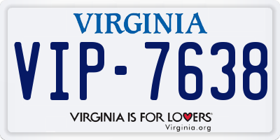 VA license plate VIP7638