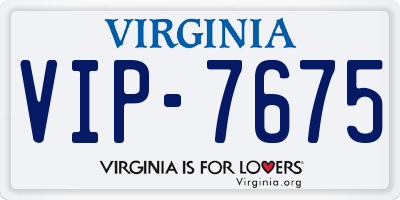 VA license plate VIP7675