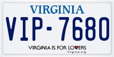 VA license plate VIP7680