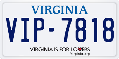VA license plate VIP7818