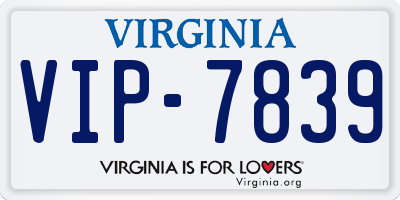 VA license plate VIP7839