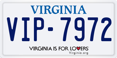 VA license plate VIP7972