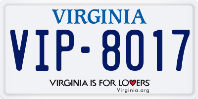 VA license plate VIP8017