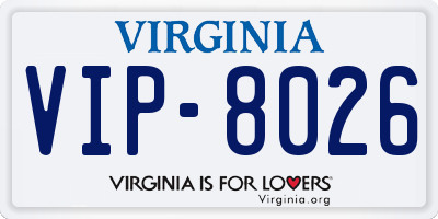 VA license plate VIP8026