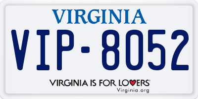 VA license plate VIP8052