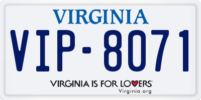 VA license plate VIP8071