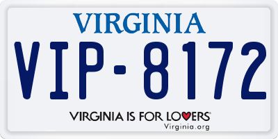 VA license plate VIP8172