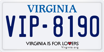 VA license plate VIP8190