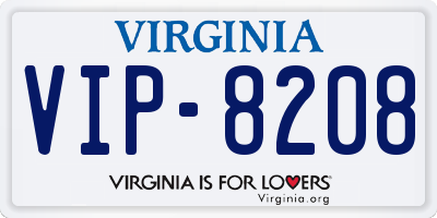 VA license plate VIP8208