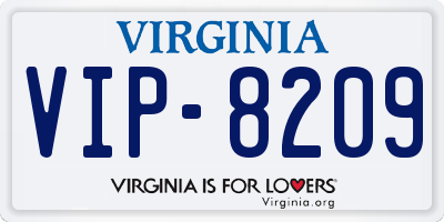 VA license plate VIP8209
