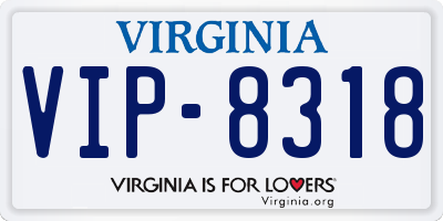 VA license plate VIP8318