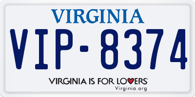 VA license plate VIP8374