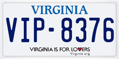 VA license plate VIP8376