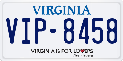 VA license plate VIP8458