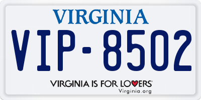 VA license plate VIP8502
