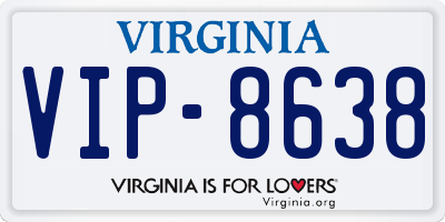 VA license plate VIP8638