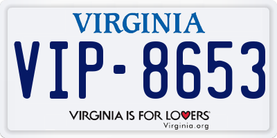 VA license plate VIP8653