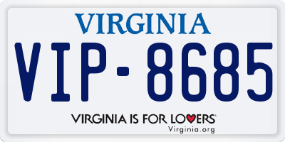 VA license plate VIP8685