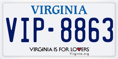 VA license plate VIP8863