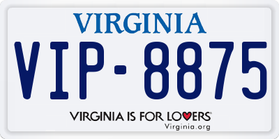 VA license plate VIP8875