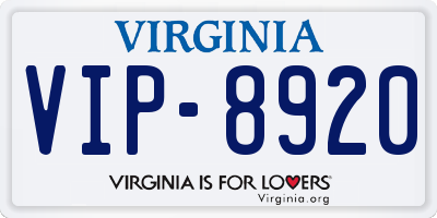 VA license plate VIP8920