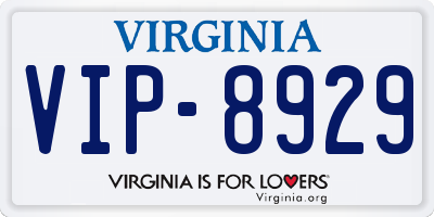 VA license plate VIP8929