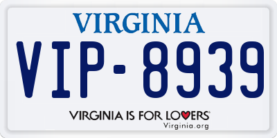 VA license plate VIP8939