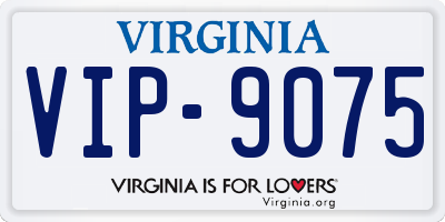 VA license plate VIP9075