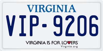 VA license plate VIP9206