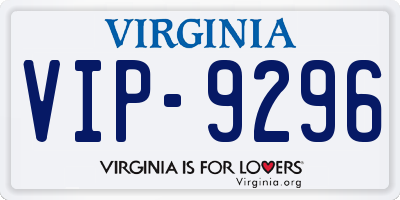 VA license plate VIP9296