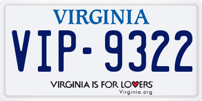 VA license plate VIP9322