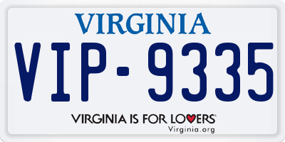 VA license plate VIP9335