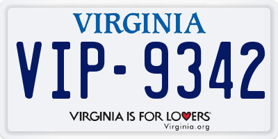 VA license plate VIP9342
