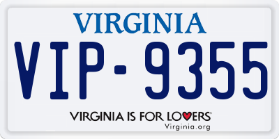 VA license plate VIP9355