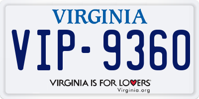 VA license plate VIP9360