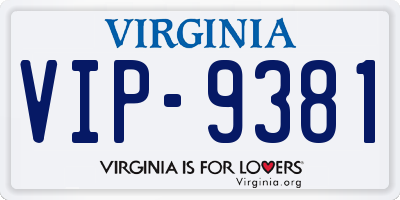 VA license plate VIP9381