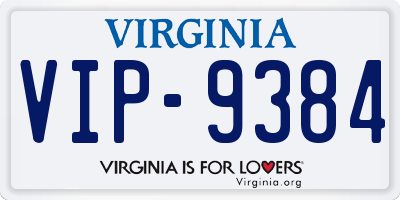 VA license plate VIP9384