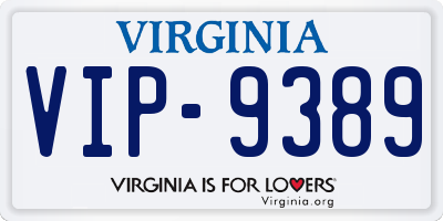VA license plate VIP9389
