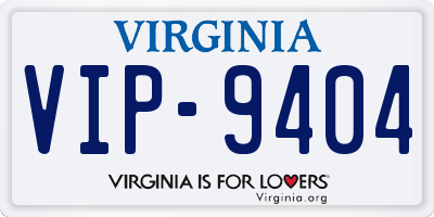 VA license plate VIP9404